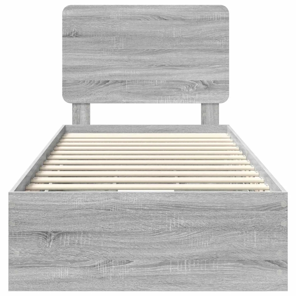 Struttura del letto con cassetto-Giroletto con contenitore-Rete del Letto Grigio Sonoma 75 x 190 cm 638460