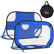 Porte da calcio a scomparsa, set da 2, mini porte portatili pieghevoli con borsa per il trasporto, blu, 123x80x80 cm, per giardino e attivit¨¤