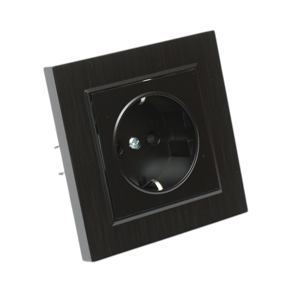 Presa schuko da incasso nera 220V, 16A, ABS 80x80mm