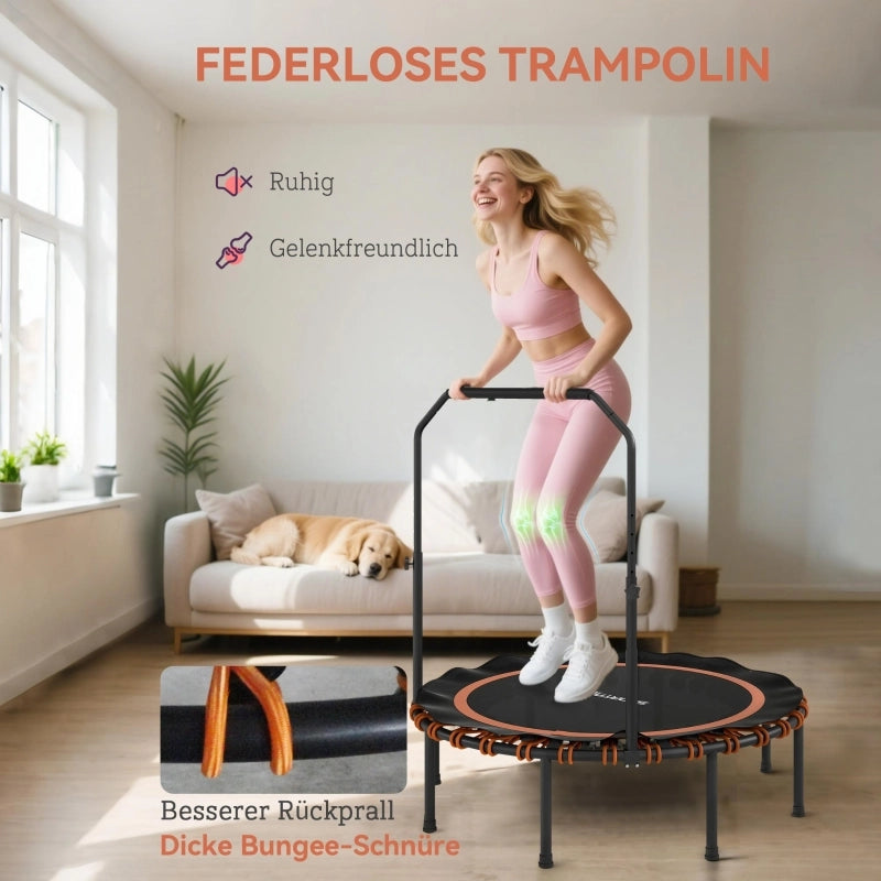 Trampolino fitness Ø122 cm con maniglione regolabile a 5 livelli, pieghevole, senza materasso, nero