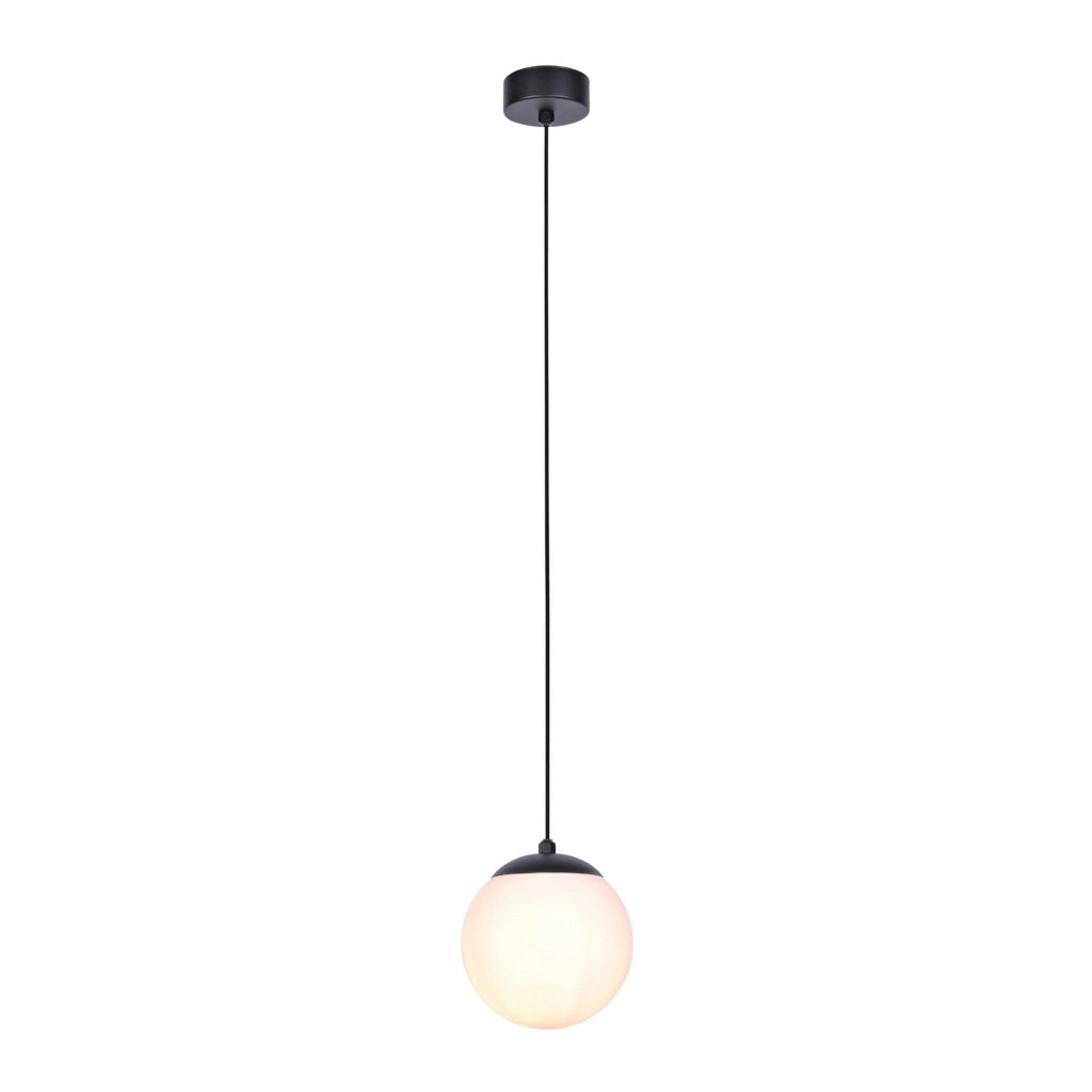 Lampada a sospensione Kaja Savoy nera vetro bianco E14