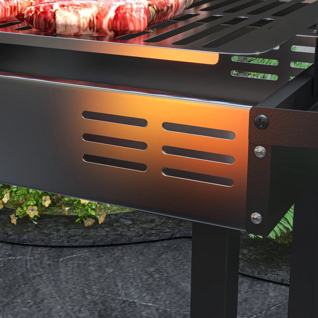 Barbecue a Carbone con Spiedo Rotante ¨C Xylo ¨C Griglia Regolabile 118x32x90cm Nero