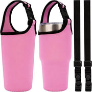 Porta bottiglia in Neopreen con cinghia - doppio set - supporto zaino bottiglia - cinturino spalla - compatibile con bottiglia 30oz - rosso.