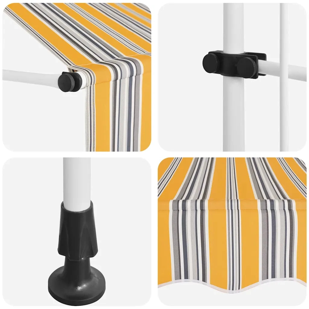 Tenda da Sole Retrattile Manuale 150 cm a Strisce Blu e Gialle 43225