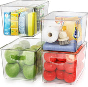 Opbergbasi da trasparenza con coperchi - Stivabile - Grandi contenitori di plastica da magazzino - Organizzazione cassa di magazzino - Organizzatore frigorifero - Congelatore - Cucina