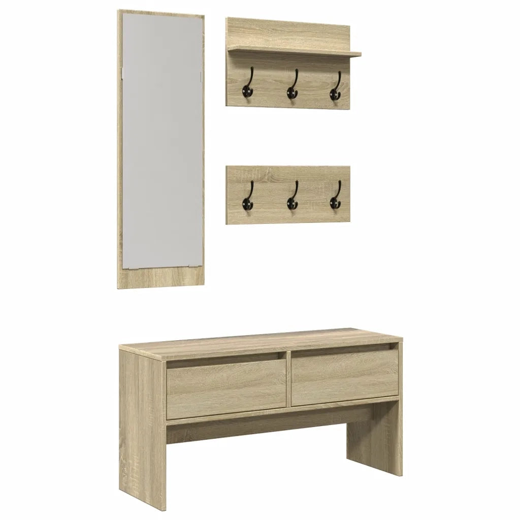 Set Mobili da Ingresso 4 pz Rovere Sonoma in Legno Multistrato