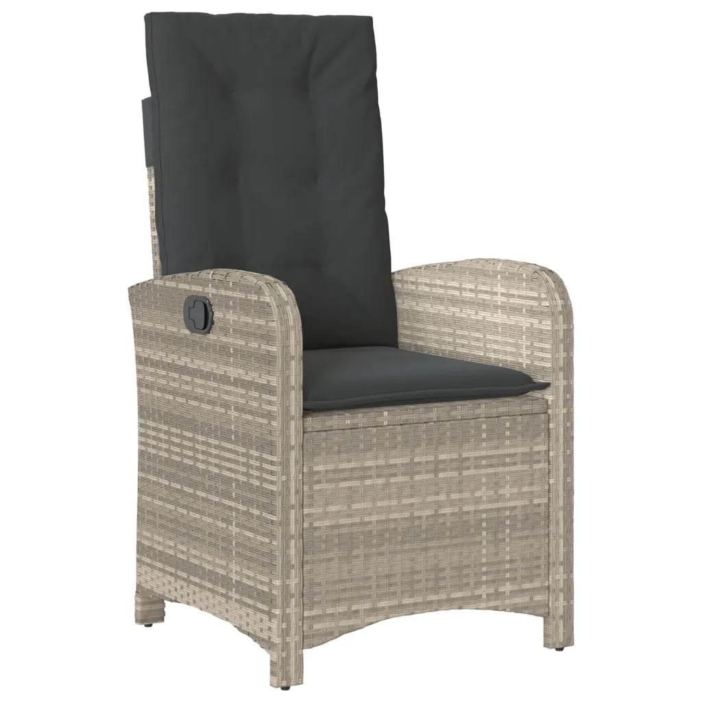 Set Pranzo da Giardino 9pz con Cuscini Grigio Chiaro Polyrattan 3212267