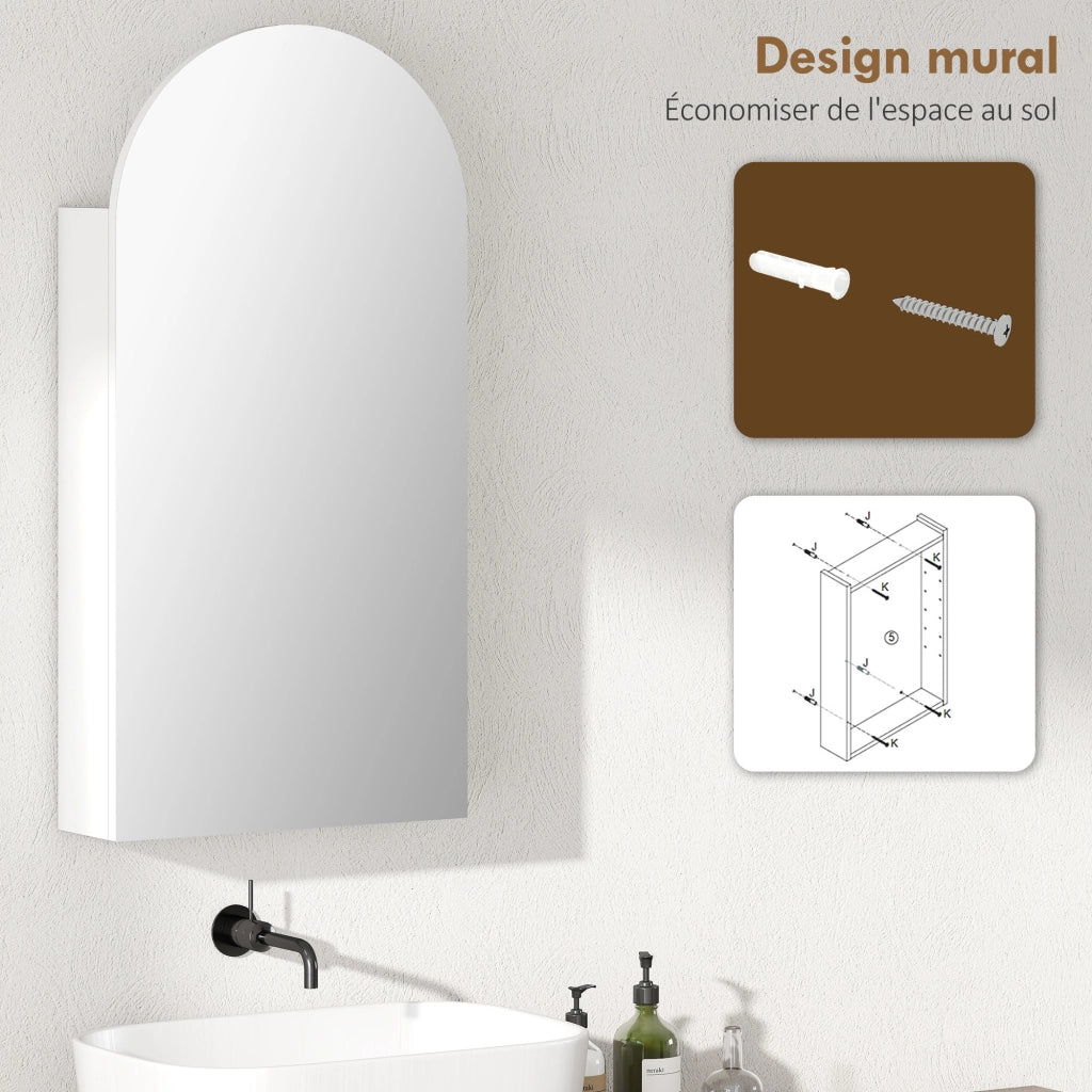 Armadietto a specchio da bagno ¨C Xylo ¨C bianco con ripiani in vetro regolabili