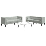 Set Divani Chesterfield 2pz con Cuscini Grigio Chiaro Velluto 3209291