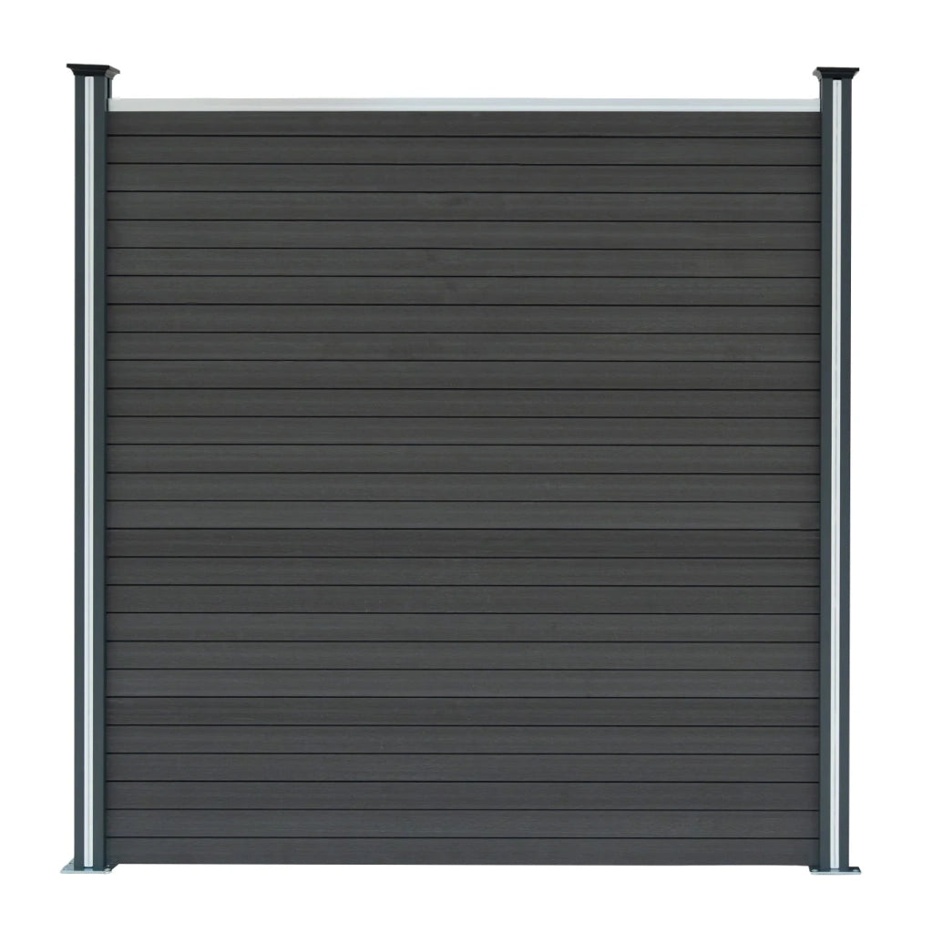 Pannelli Recinzione x4 + 5 Pali Alluminio LED Grigio Doghe PVC 185cm