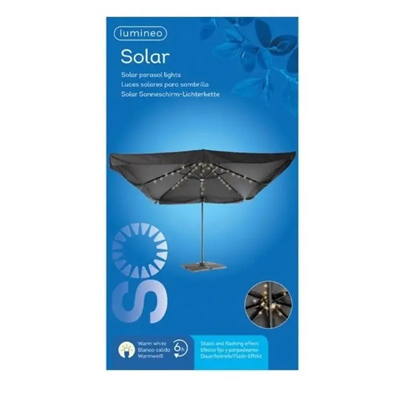 Luci solari per ombrellone da esterno 72 LED luce calda Ø 120 cm