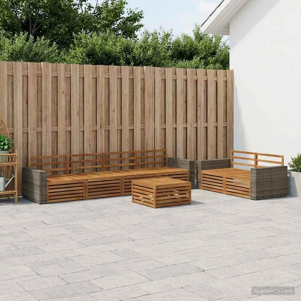 Set di divani da esterno 7 pz Naturale Legno di Acacia Massello 3383067