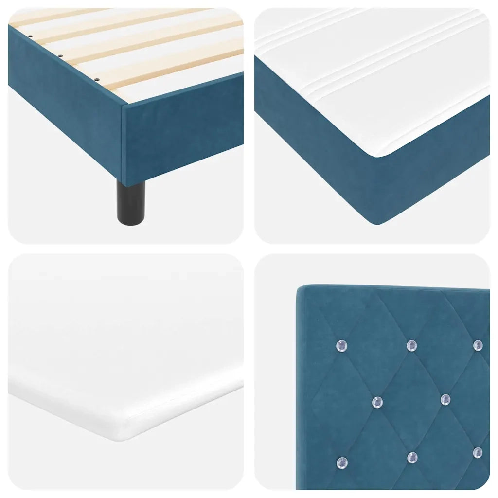 Letto a molle con materasso Blu Scuro 140 x 190 cm Velluto 3339108