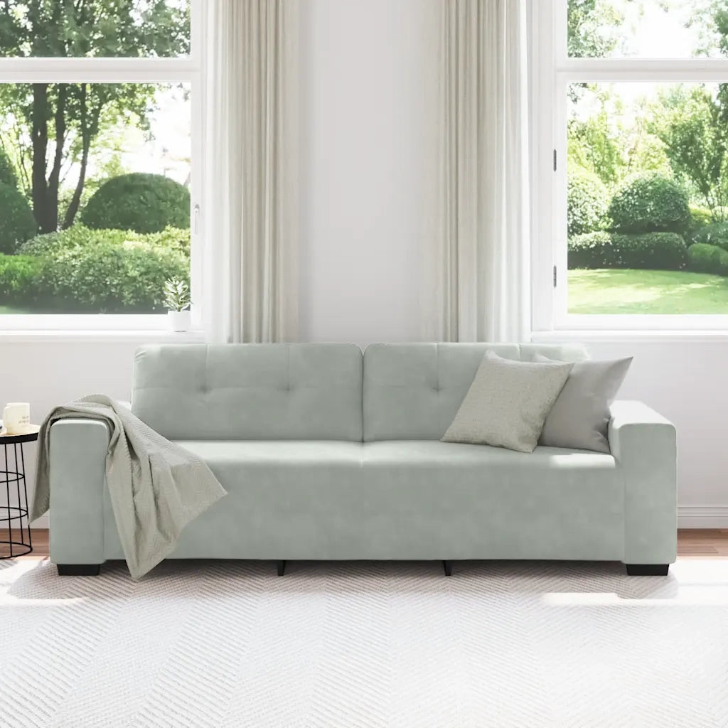 Divano a 3 posti Grigio Chiaro 220x78x80 cm in Velluto 4105134
