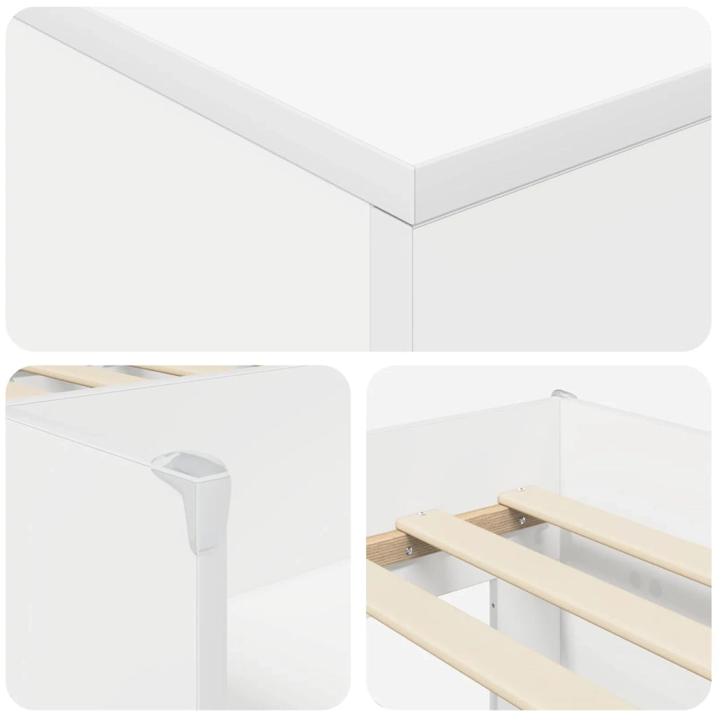 Letto singolo | Letto per adulti | Struttura Letto Loft con Mobile 3 pcs Bianco Legno multistrato