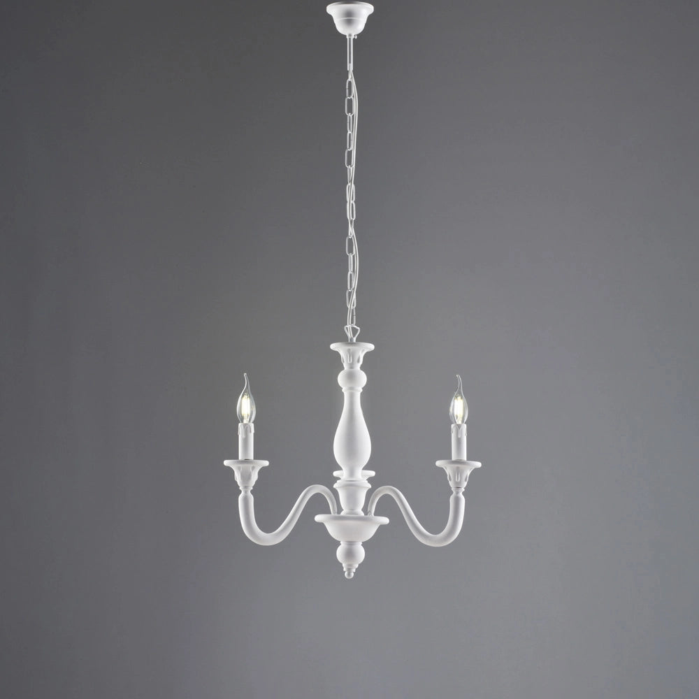 Lampadario shabby bianco 3 luci 48x41