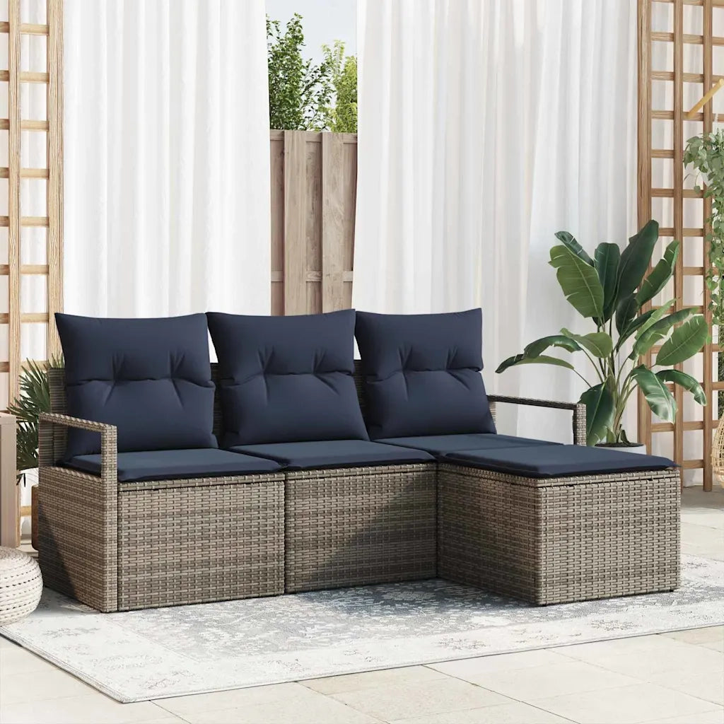 Set di divani 4 pcs Grigio polyrattan 3346335