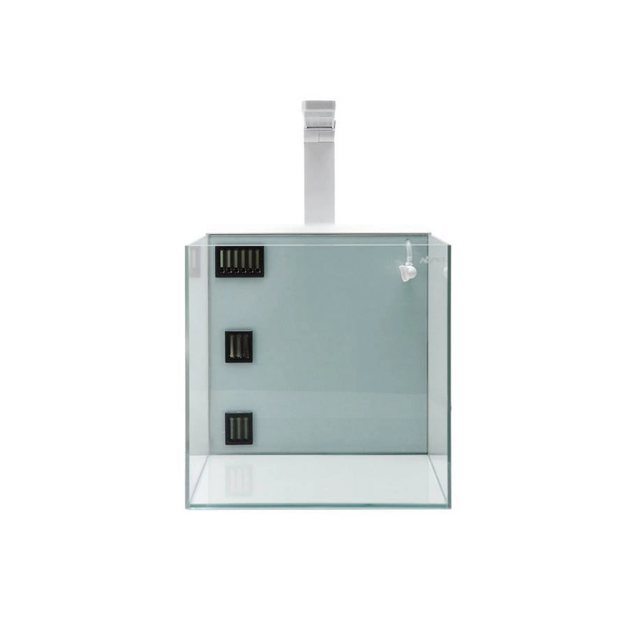 Aqpet Kubic 50 Rear Bianco - vasca in vetro extrachiaro cm50×50×50h con filtro posteriore
