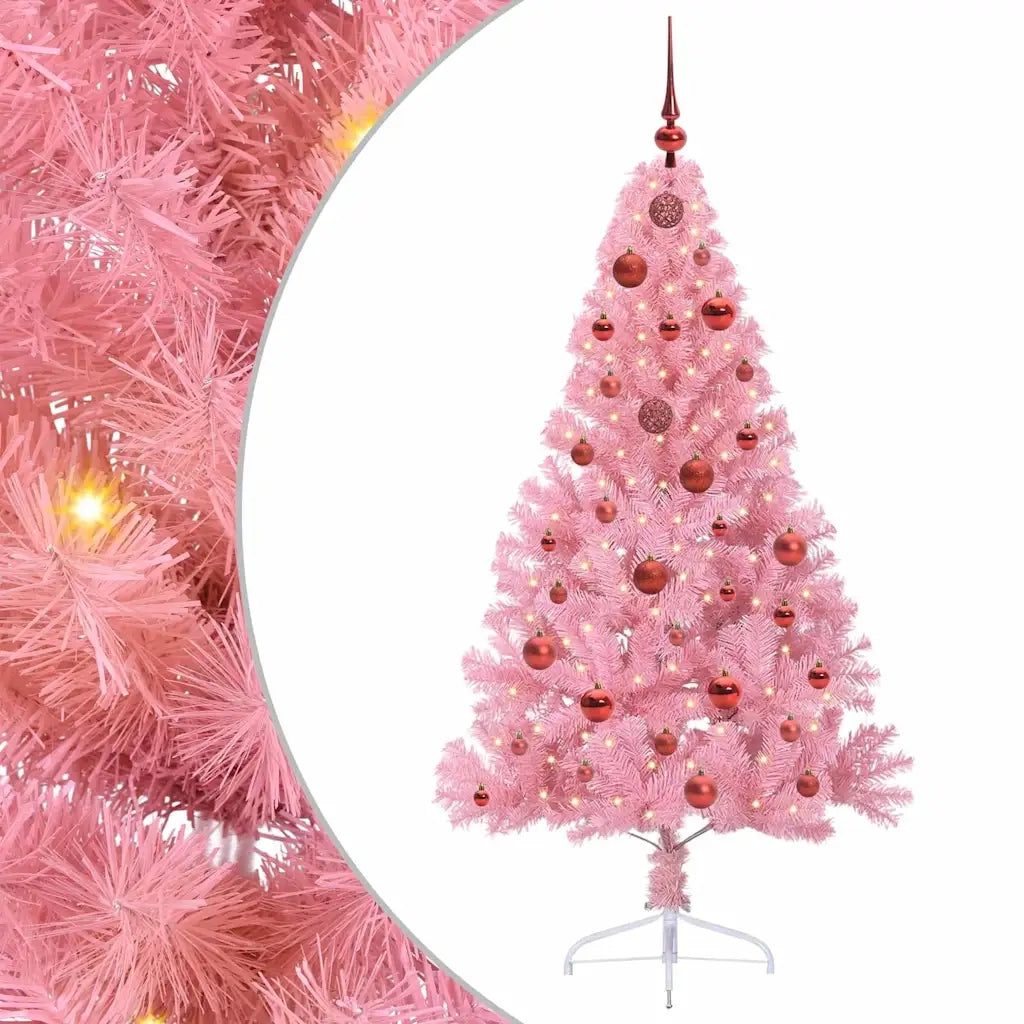 Albero di Natale | Decorazioni natalizie artificiale con luci integrate Rosa 150 cm PVC