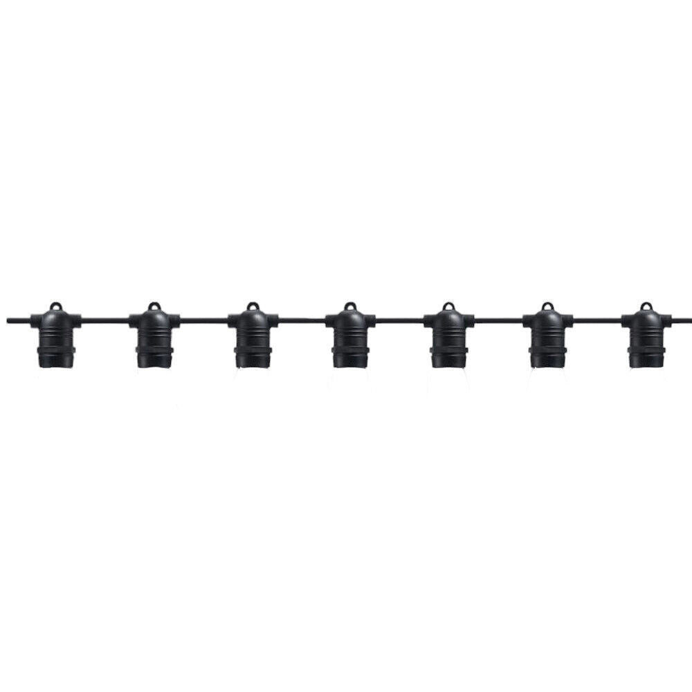 Trade Shop - Catena Luminosa Con 10 Portalampada E27 Luci Decorative Prolungabile Ip54 P01-s01-10 - Nero