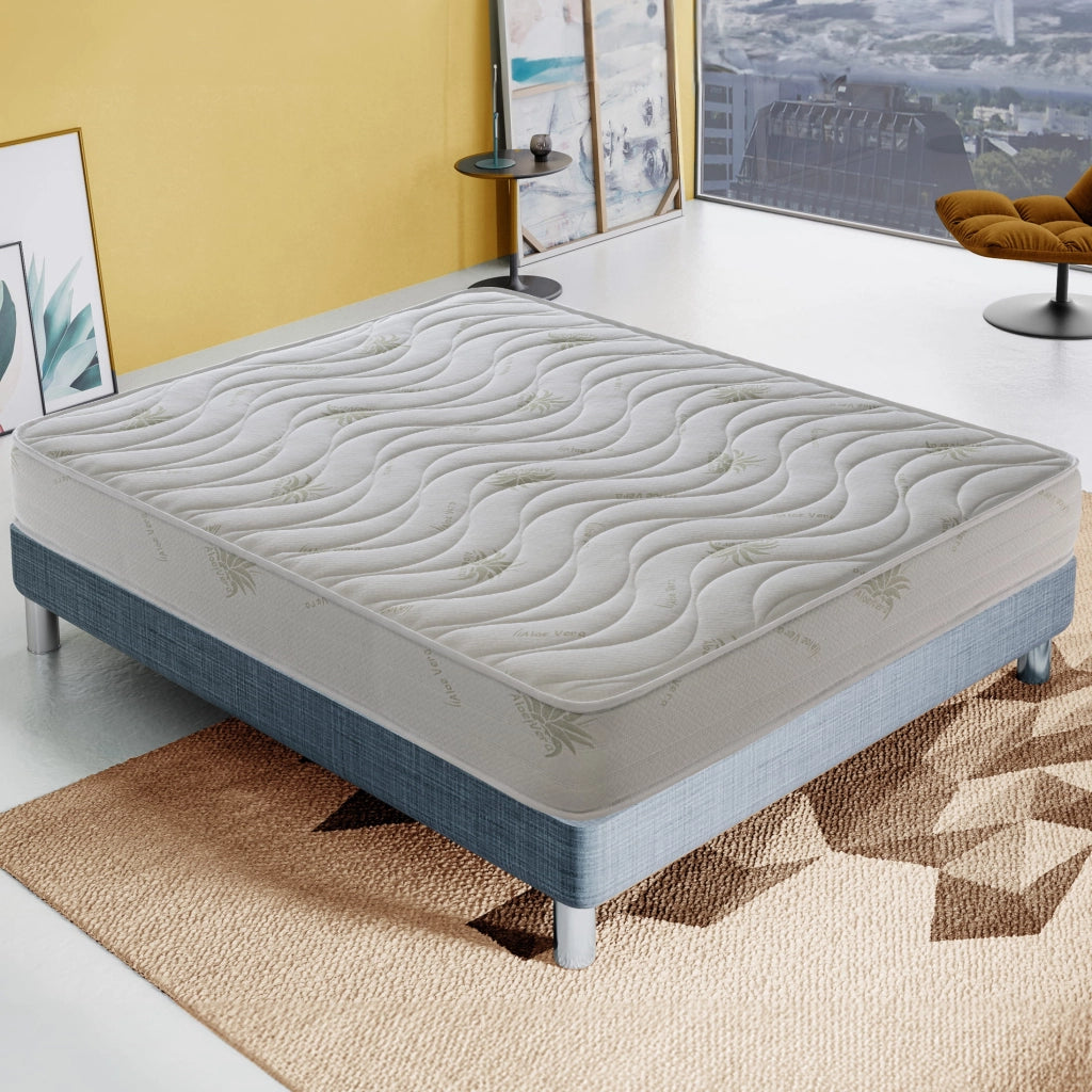 Materasso Piazza e Mezza 120x190 Alto 25 cm - Aloe Vera – Ortopedico – Alta densità – Onda Massaggiante - Massimo Comfort