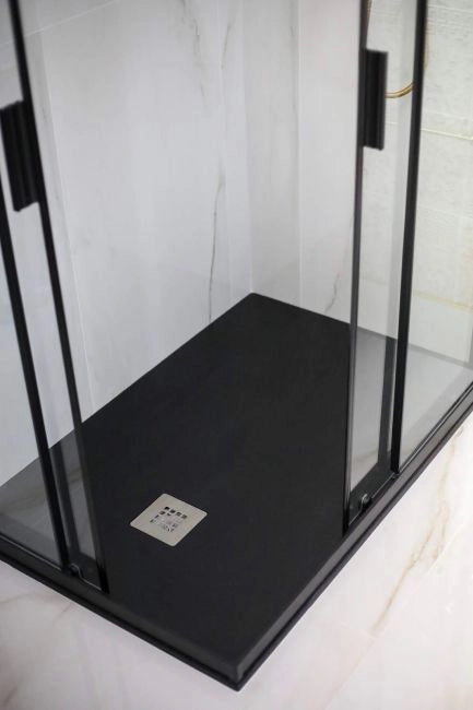 Box doccia scorrevole profilo nero cristallo 6mm trasparente anticalcare h.190cm Doliso Noir 75x90 cm