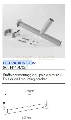 LED-RADIUS-ST-W STAFFA TUBOLARE A T CON ATTACCO A MURO PER FARO SOLARE STRADALE RADIUS