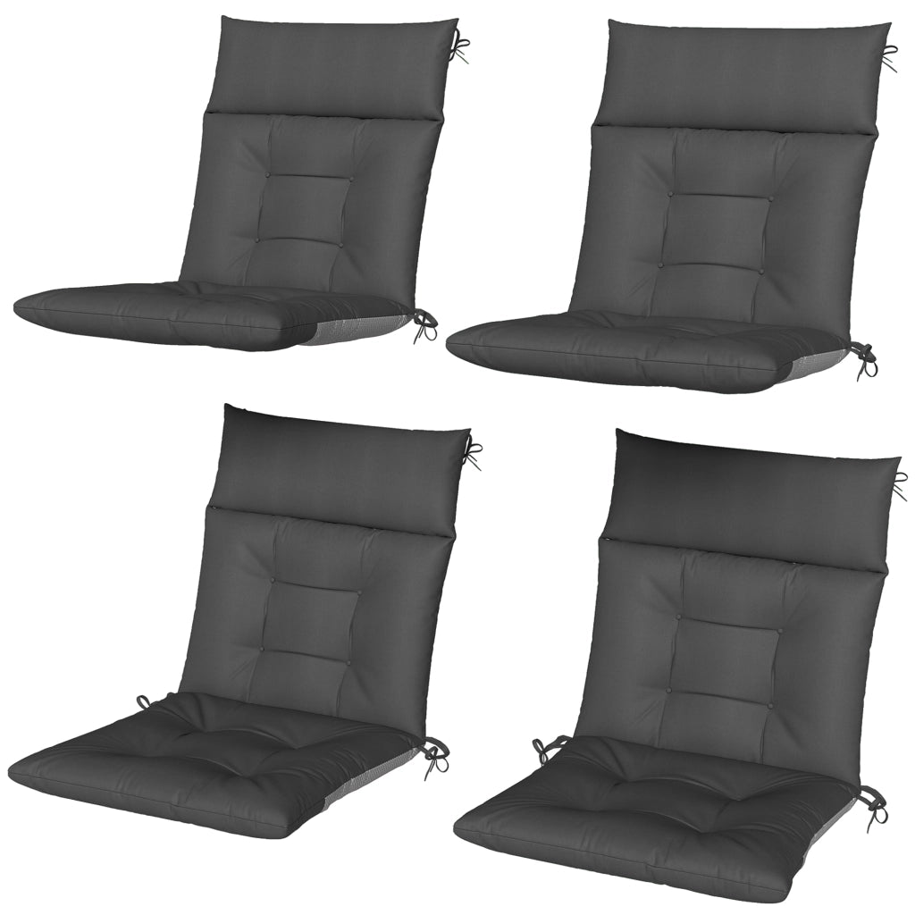 Set 4 Cuscini per Sedie da Giardino ¨C Xylo ¨C Impermeabili Antiscivolo con Lacci 112x53cm Grigio Scuro