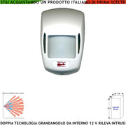 Rilevatore Movimento Per Antifurto Doppia Tecnologia Grandangolo Portata 15 MT da Interno Rileva Intruso Entro 90 Gradi Alimentazione 12 V Assorbimento 10 mA Infrarosso Lente 18 Fasci Bianco Snodo ABS