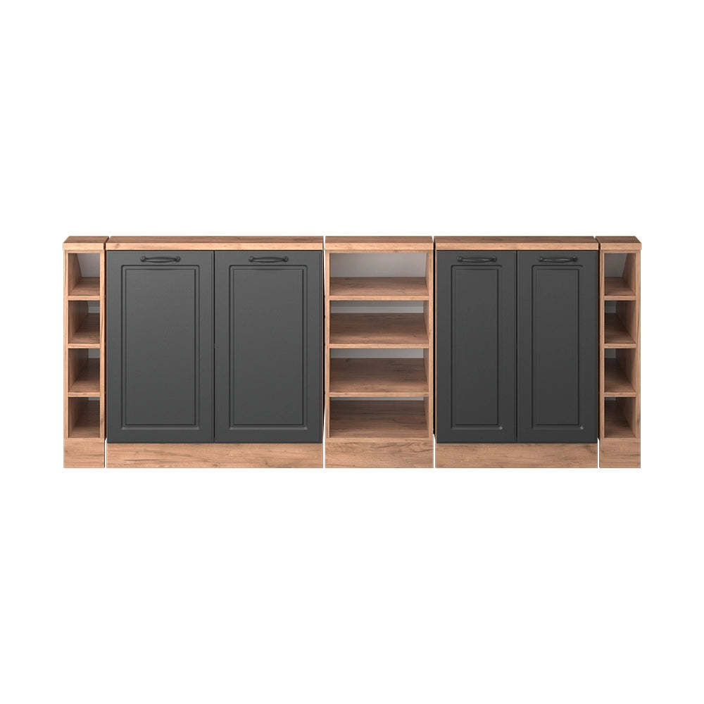 Set di mobili sottotetto Rion Antracite rustico/Rovere dorato Set di 5 Vicco