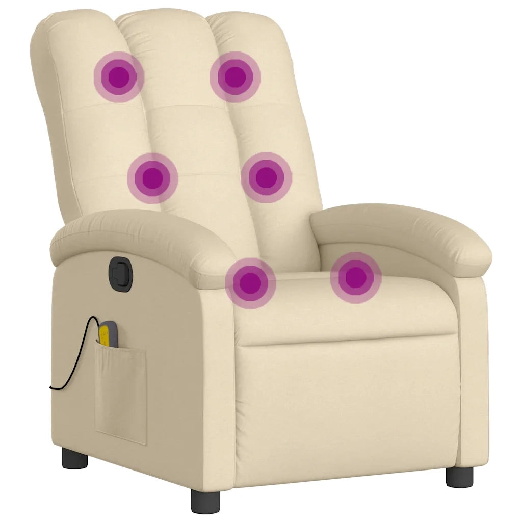 Poltrona reclinabile massaggiante in Tessuto Crema 3205387