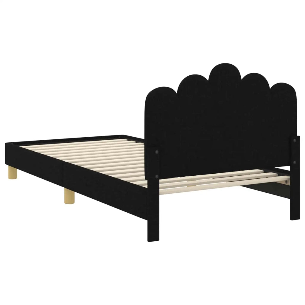 Struttura letto bambini con testata-Giroletto per bambini Nero 90 x 200 cm Tessuto 132026