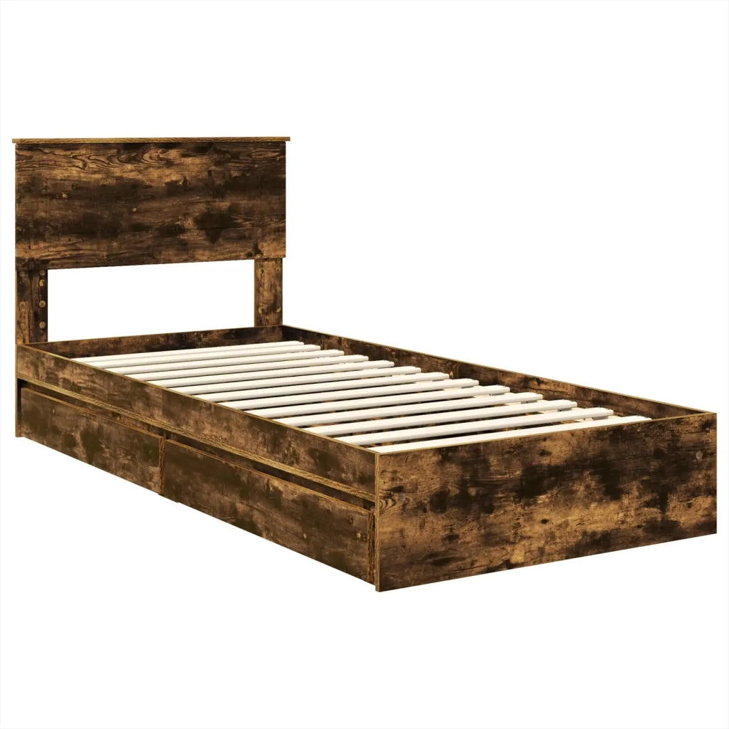 Letto con Contenitore Rovere fumé 75 x 190 cm Legno multistrato