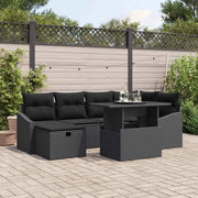 Set Divano da Giardino con cuscino 7 pcs Nero Poly Rattan 3359840