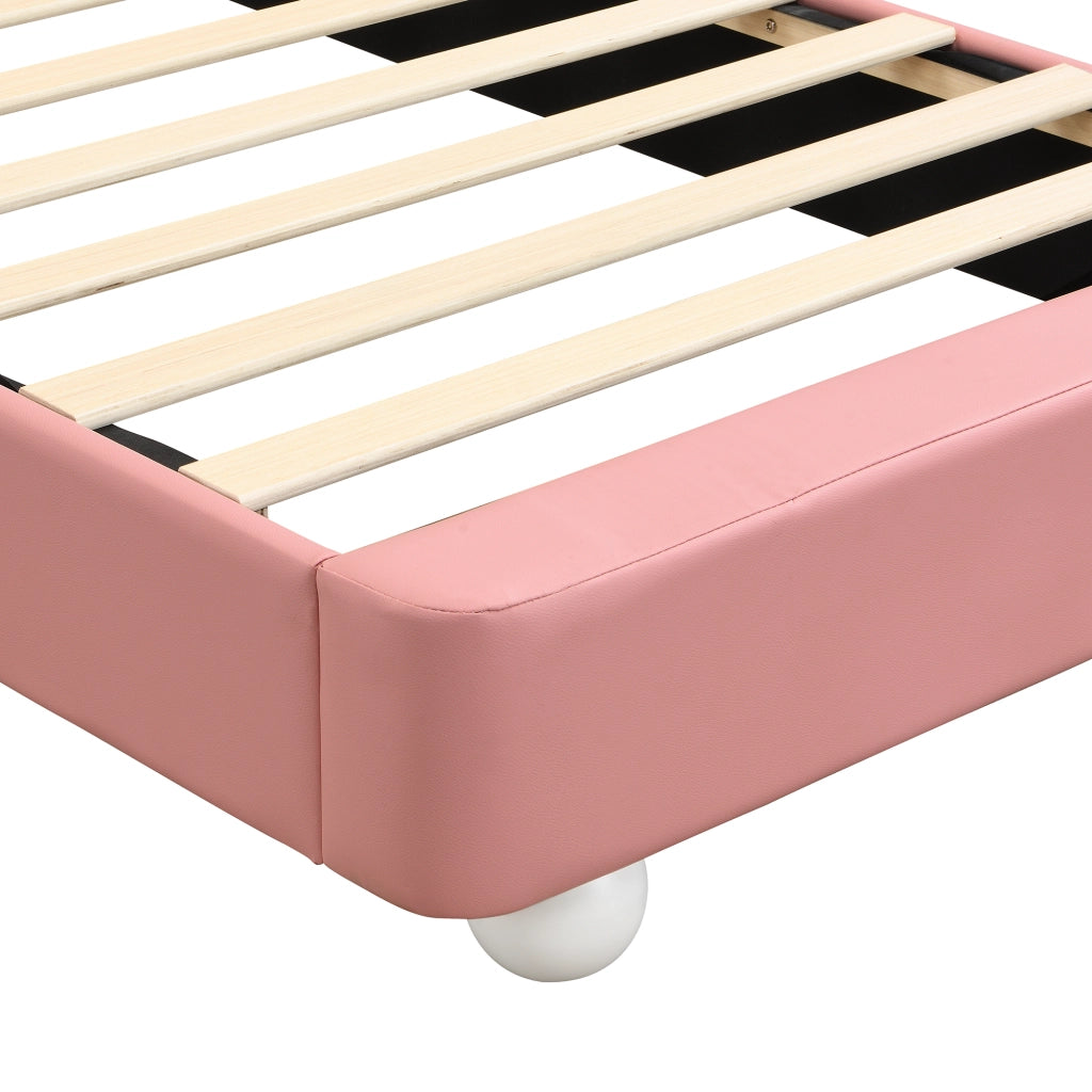 LETTO imbottito 90x200 cm in PU Rosa con testiera a forma di coniglio e LED