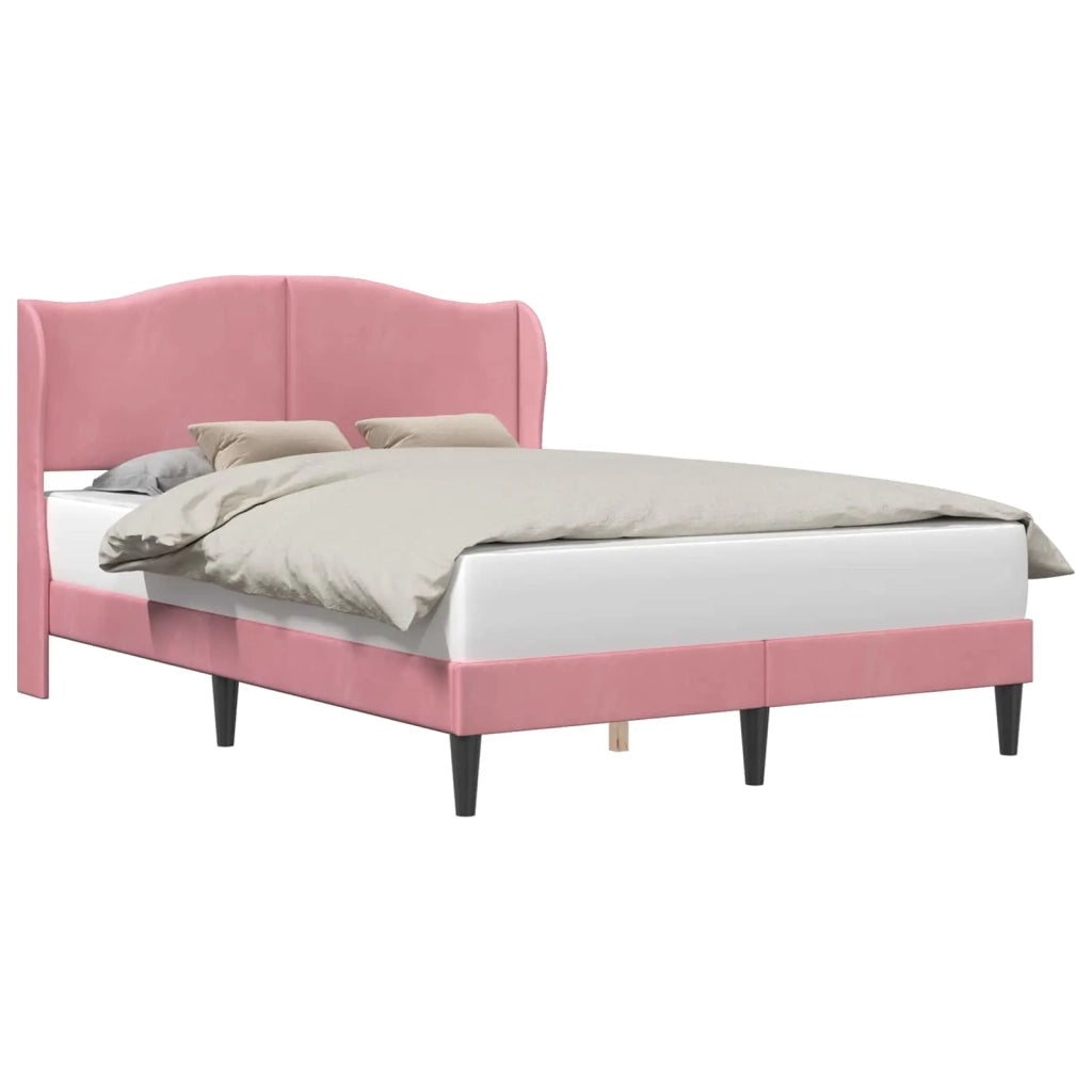 Letto matrimoniale | Letto per adulti | Struttura del letto con testiera Rosa 120 x 200 cm Velluto