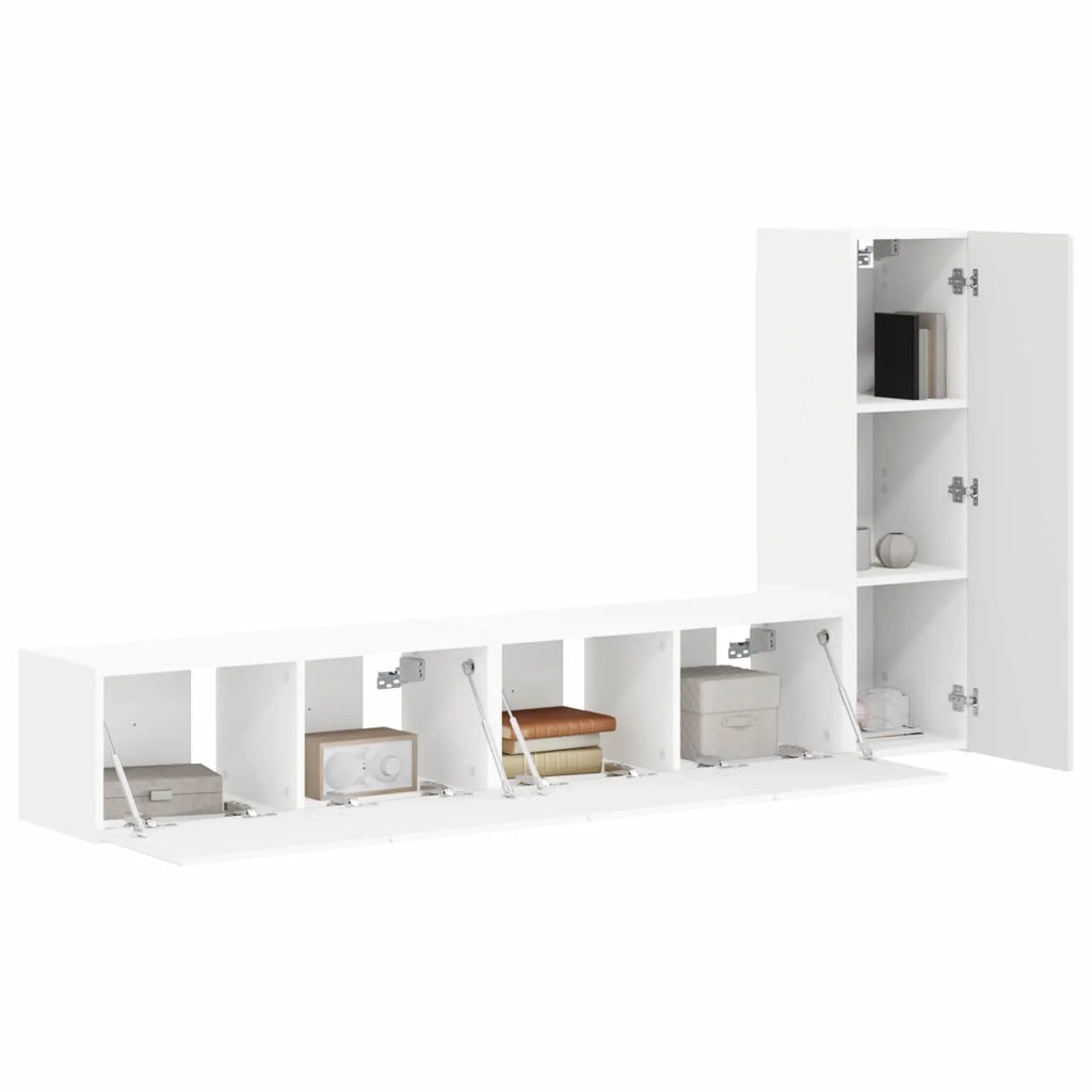 Set mobile TV Montaggio a parete 3 pcs Bianco Legno multistrato