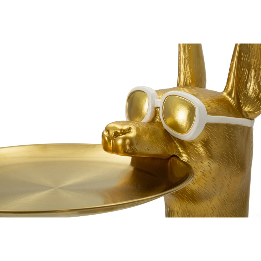 Vassoio Cane 15, Oro, Poliresina, 30x64x91 cm