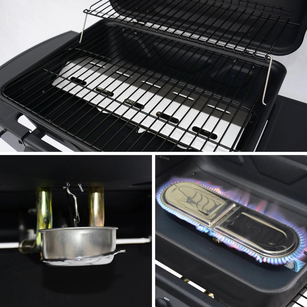 Barbecue a gas a 2 bruciatori, nero