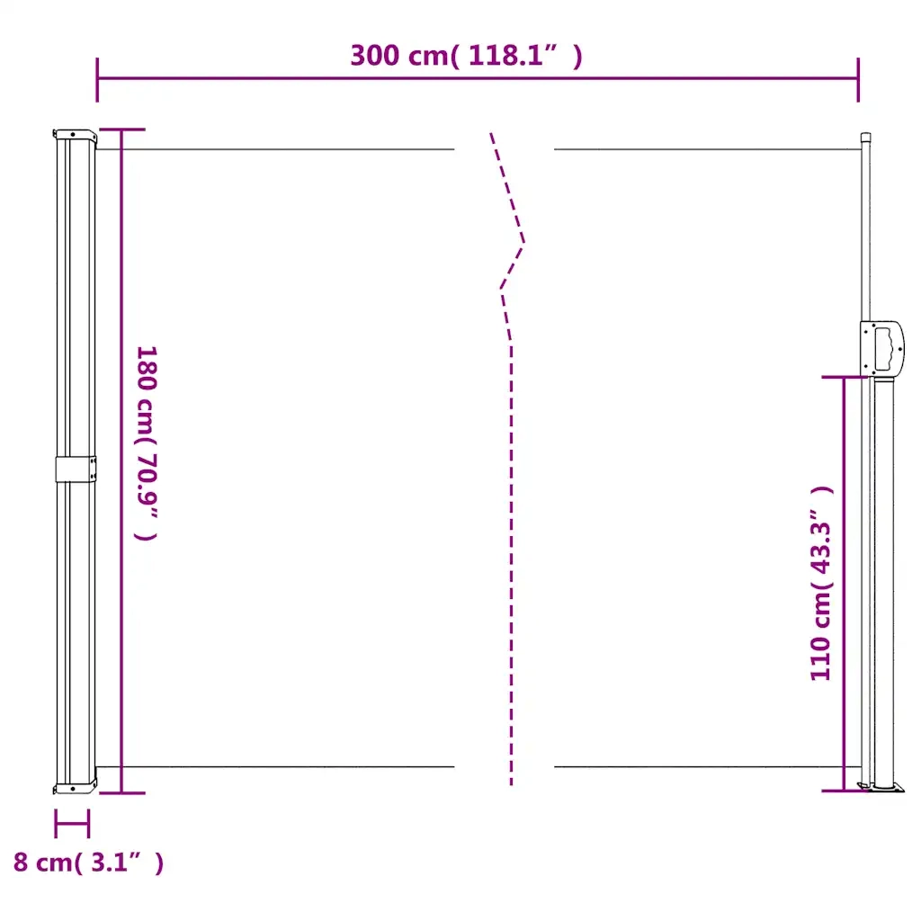 Tenda da Sole | Tenda parasole Laterale Retrattile Tortora 180x300 cm