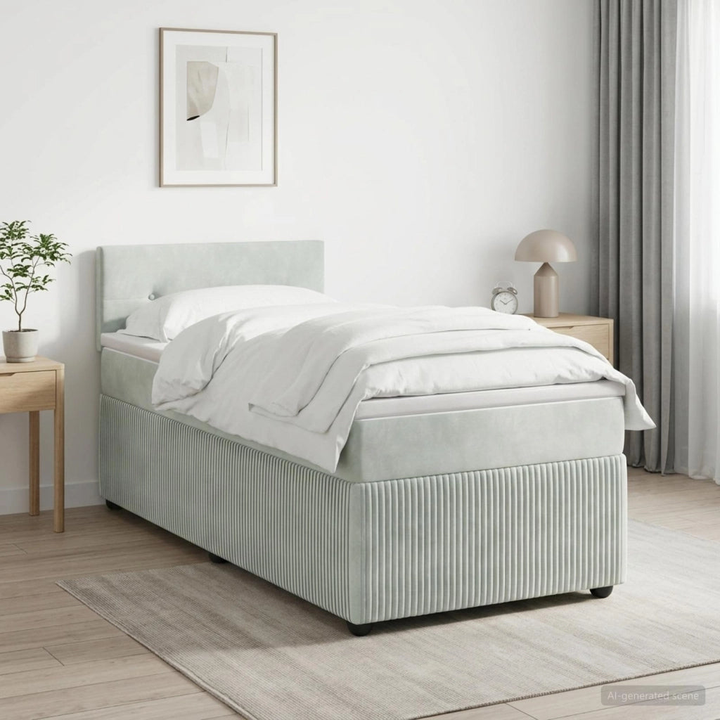 Letto box spring con materasso Grigio Chiaro 80 x 200 cm 3453029