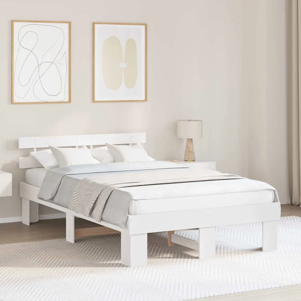 Letto matrimoniale | Letto per adulti | Struttura del letto Bianco 120 x 200 cm Pino massello