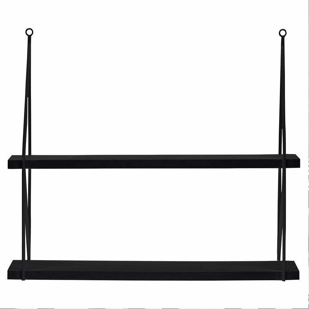 Trade Shop - Libreria Mensole Scaffale Parete Design Moderna Legno Metallo 2 Ripiani Nero -