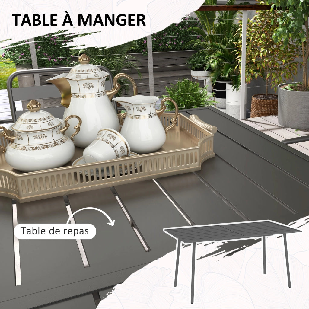 Set pranzo giardino 7 pezzi con tavolo e 6 sedie impilabili ¨C Xylo ¨C acciaio grigio antracite