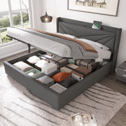 letto imbottito cotone lino grigio 160 x 200 cm