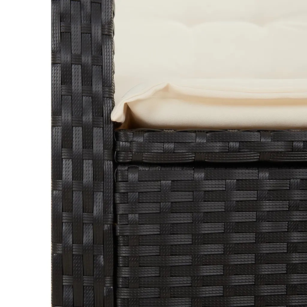 Set da Pranzo da Giardino 5 pz Nero con Cuscini in Polyrattan 3277317