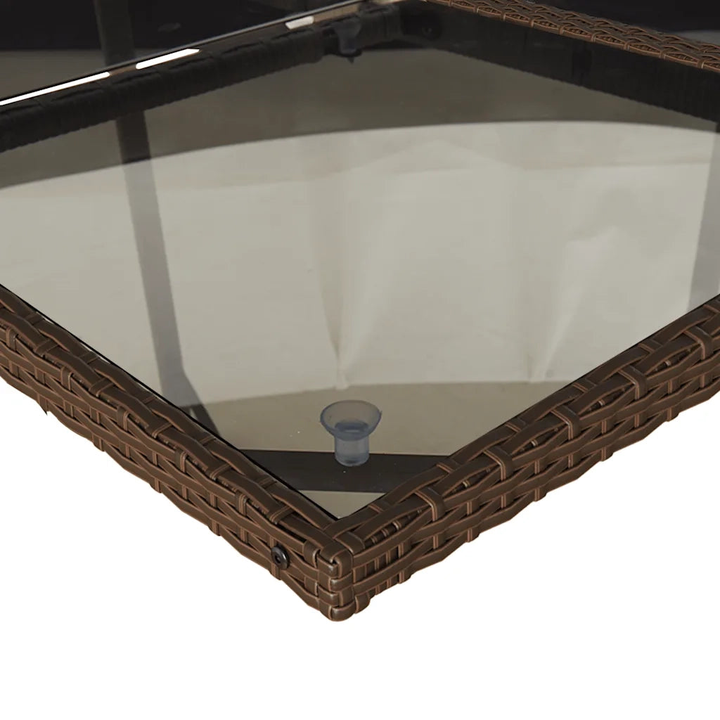 Set da Pranzo da Giardino 9pz con Cuscini Marrone in Polyrattan 3211197