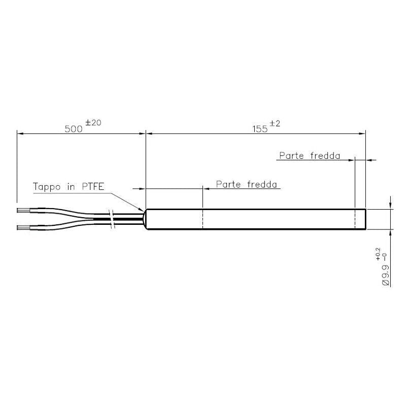 Resistenza CANDELETTA ACCENSIONE per Stufa A Pellet 300W 155MM; Diametro 9,9MM; per EDILKAMIN