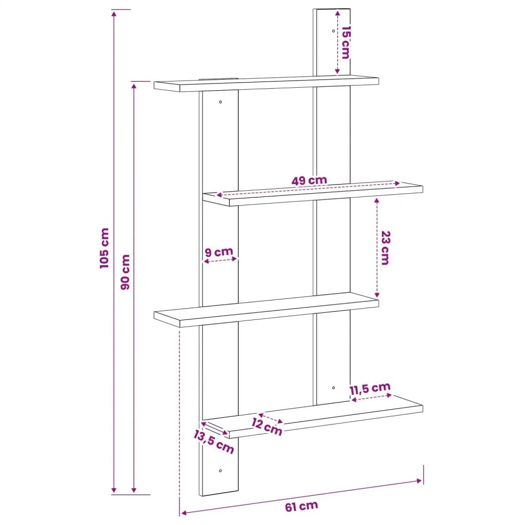 Scaffale da parete Bianco 61 x 13,5 x 105 cm 8020329