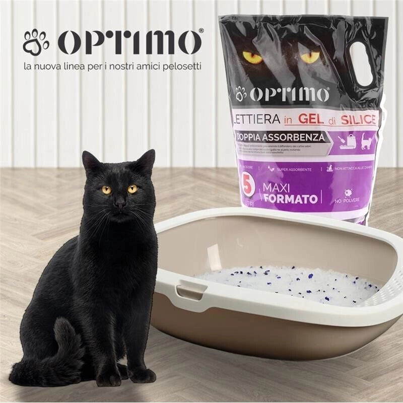 KIT SET 3 PZ OPTIMO LETTIERA PER ANIMALI IN GEL DI SILICE CON ASSORBENZA DI 5 L
